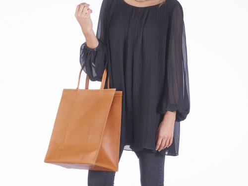Vertical Leather Paper bag
