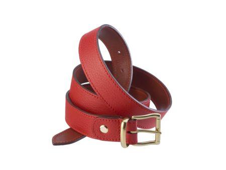 Adjustable belt in leahter 35 mm brass buckle