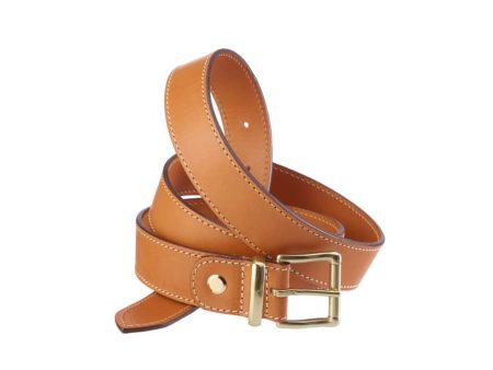 Adjustable belt in leahter 35 mm brass buckle