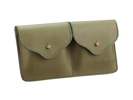 Pochette plate articulée avec passant ceinture en cuir pour 10 balles