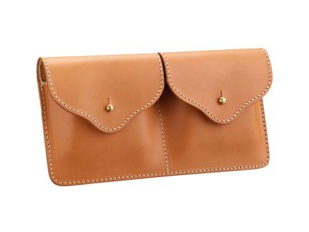 Pochette plate articulée avec passant ceinture en cuir pour 10 balles